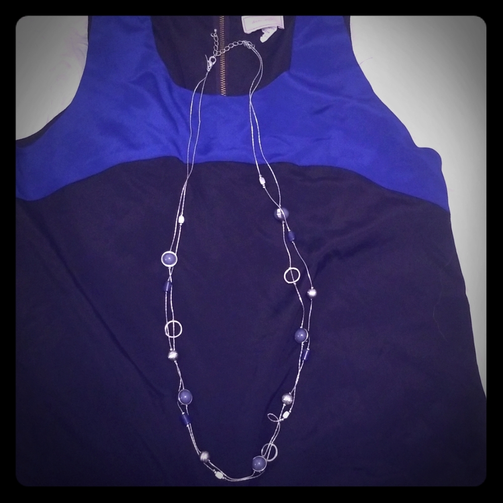 NY&C Long Necklace - Silver/Blue